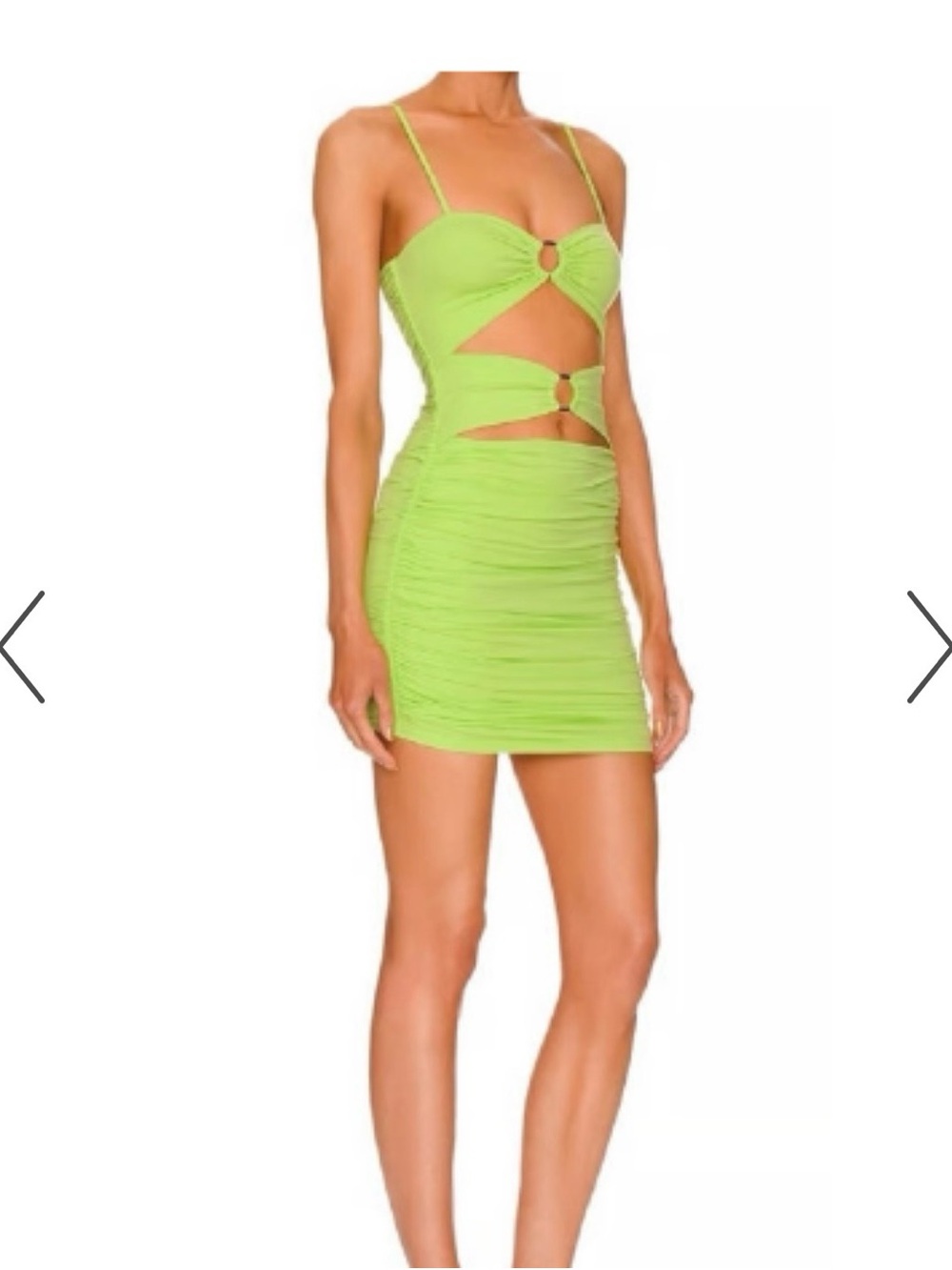 superdown Lime Cutout Ruched Mini Dress